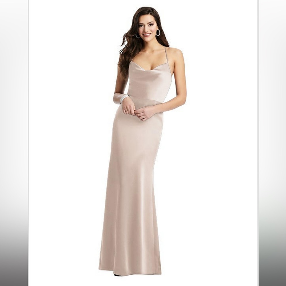 Dessy Group Cowl-Neck Criss Cross Back Slip Dress Bridesmaid dress